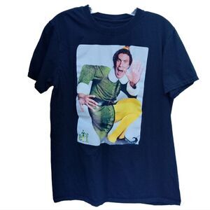 ELF Short Sleeve Tee Shirt Black Size M Christmas